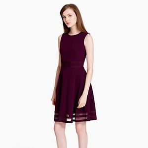 Calvin Klein Mesh Fit and Flare Dress in Aubergine